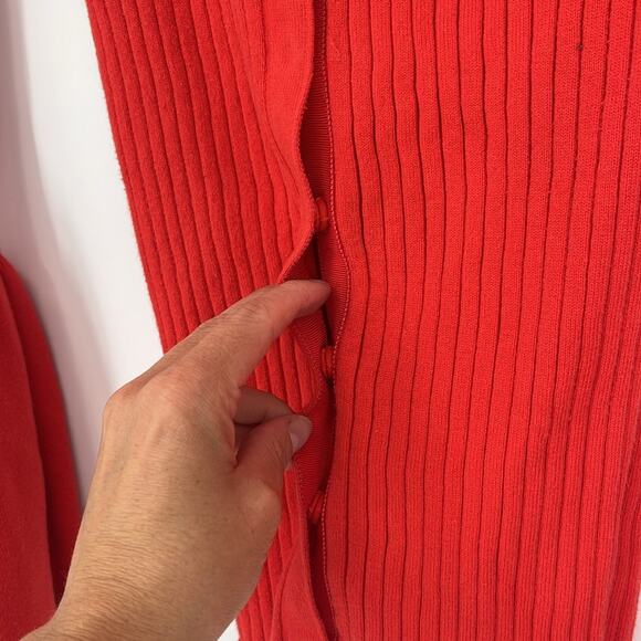 Cabi Flare Trumpet Sleeve Ribbed Cardigan Sweater Orange Red XS 5285 Top 90s Y2K - Picture 9 of 14